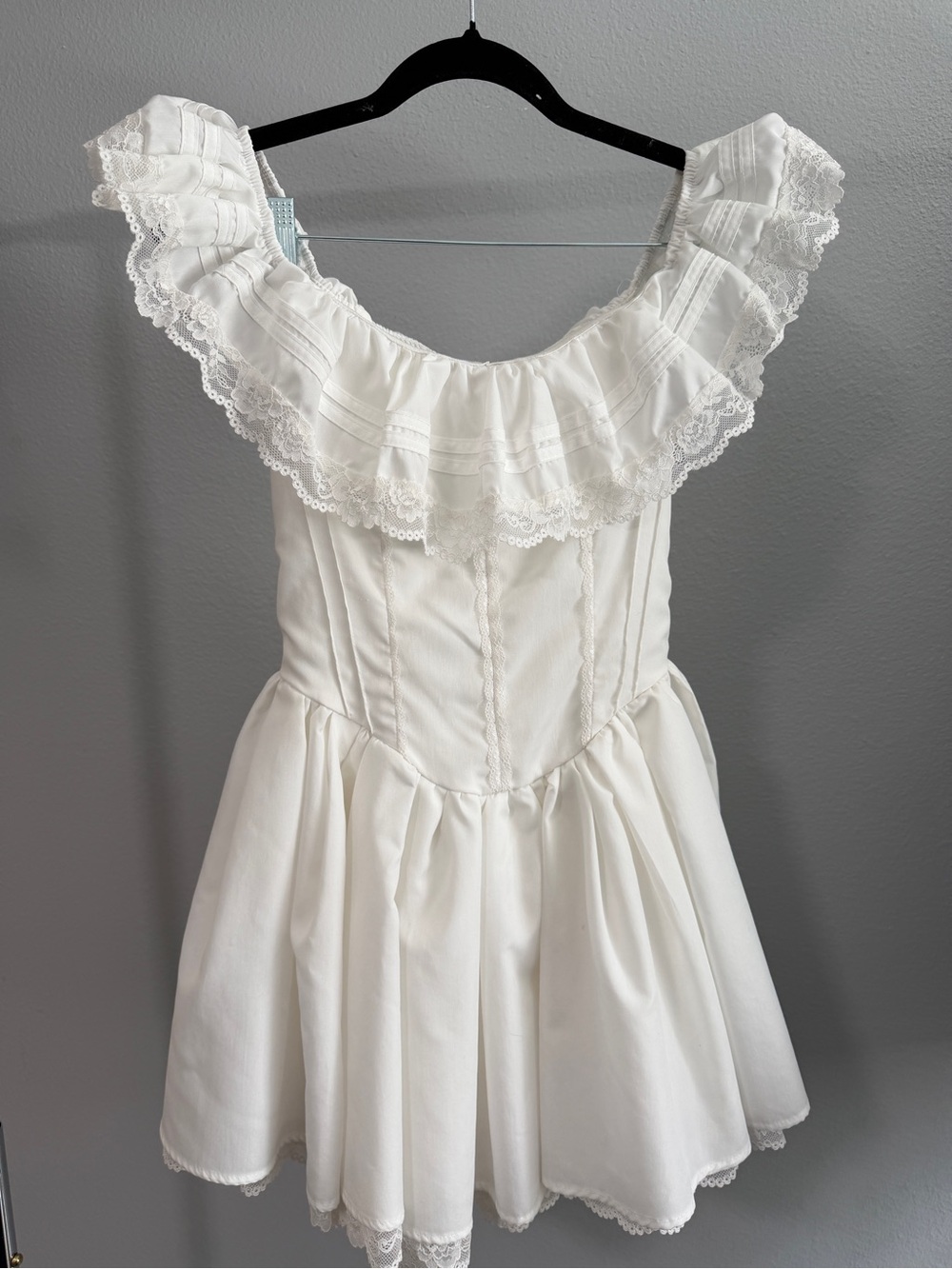 White Ruffled Off-Shoulder  Dress - Picture 2 of 4